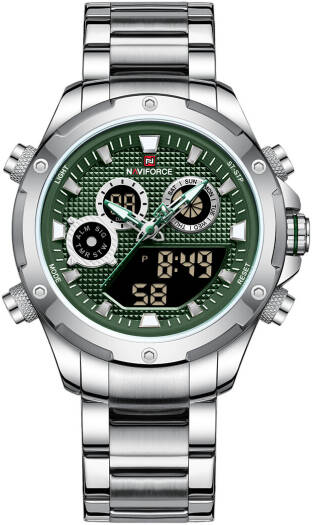 NaviForce NF9217 Men’s Dynamic Dual Display Multifunction Stainless Steel Watch – S/GN