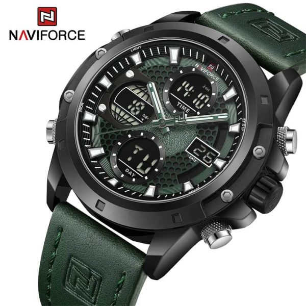 Naviforce NF9225 Fashion Boutique High-Quality Men’s Multi-Function Genuine Leather Watch-B/GN/GN