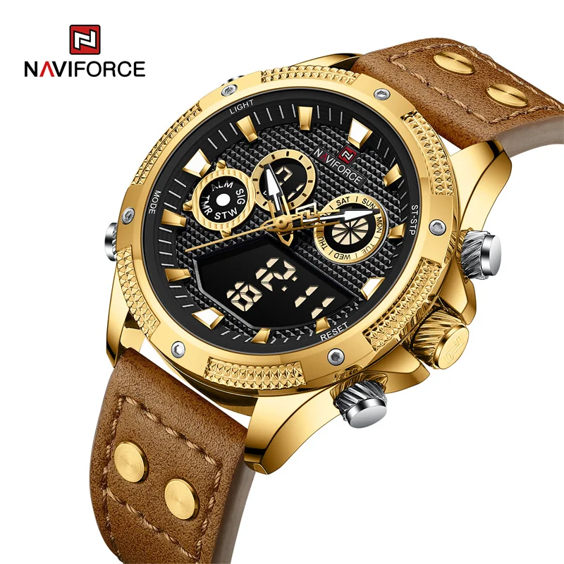 NaviForce Watch NF9224-Golden/Black/Brown
