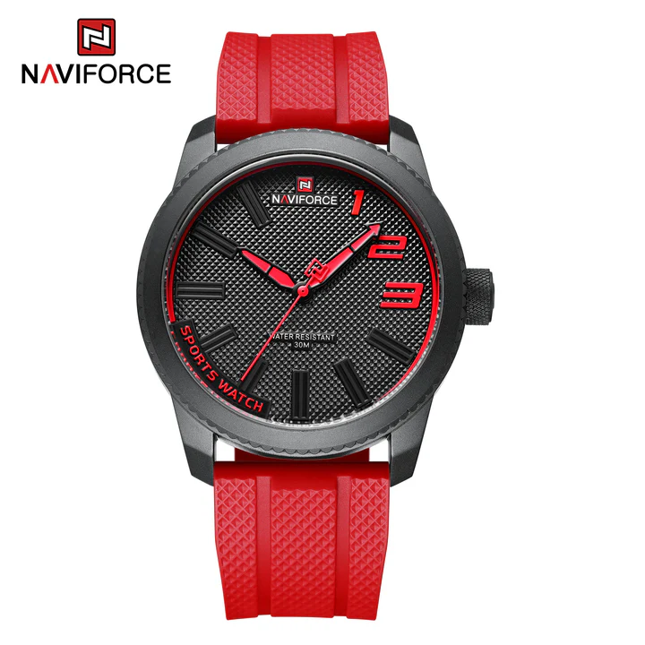 NAVIFORCE NF9202T Silicone Band Sport Waterproof Watches for Men Casual Quartz Wristwatch-B/R/R