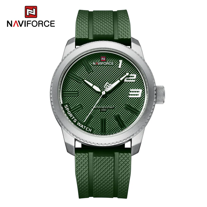 NAVIFORCE NF9202T Silicone Band Sport Waterproof Watches for Men Casual Quartz Wristwatch-S/W/GN