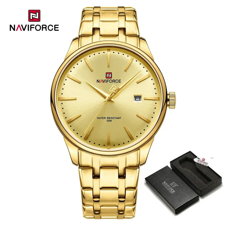 NAVIFORCE NF9230Fashion New Quartz Stainless Steel Strap Business Luxury Waterproof Men’s Wristwatches-G/G/G