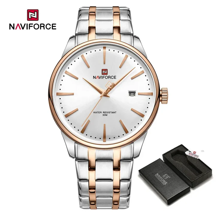NAVIFORCE NF9230Fashion New Quartz Stainless Steel Strap Business Luxury Waterproof Men’s Wristwatches-S/W/RG