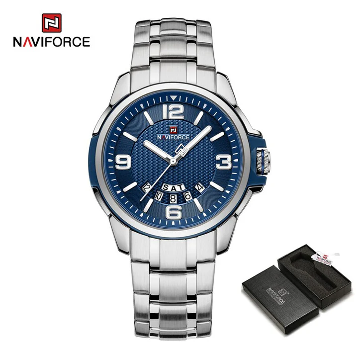 NAVIFORCE 9215S Brand New Original Watches For Men Business Classic Stainless Steel Waterproof Wristwatches Male Fashion Sports Clock-S/BE/BE