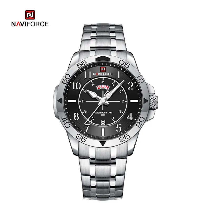 NAVIFORCE NF9204S Brand New Fashion Stainless Steel Strap Waterproof Quartz Sport Watches-S/B/S