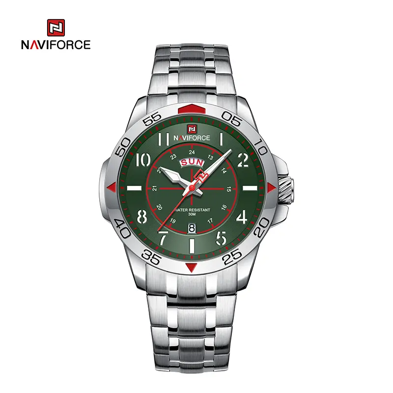 NAVIFORCE NF9204S Brand New Fashion Stainless Steel Strap Waterproof Quartz Sport Watches-S/GN/S