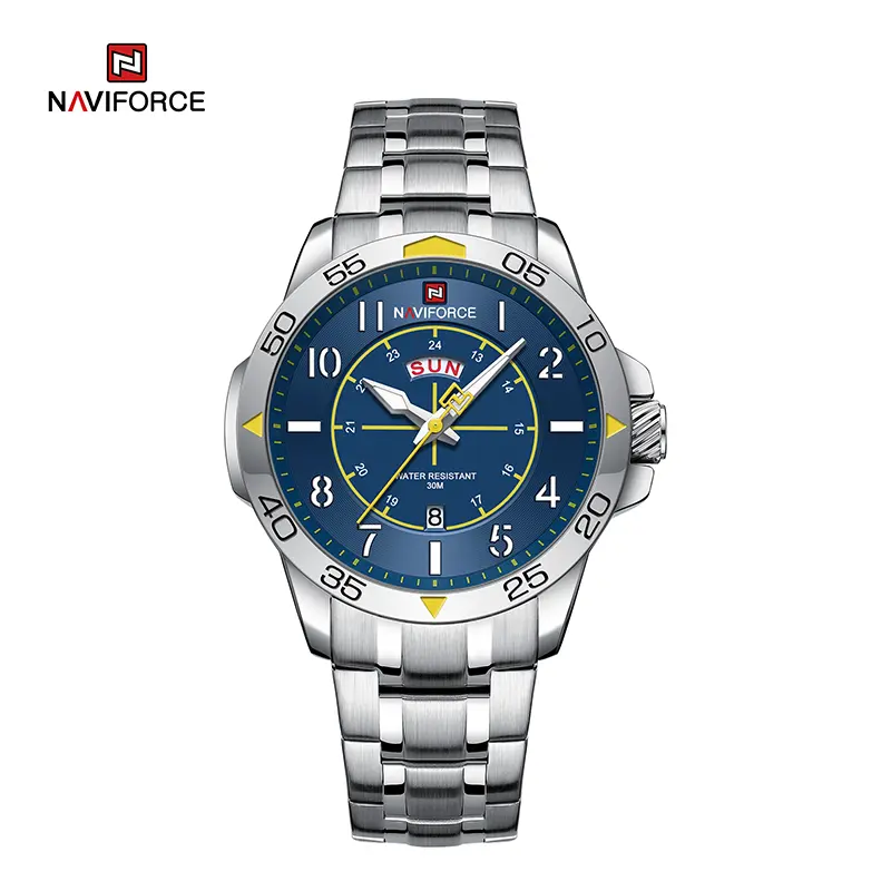 NAVIFORCE NF9204S Brand New Fashion Stainless Steel Strap Waterproof Quartz Sport Watches-S/BE/S