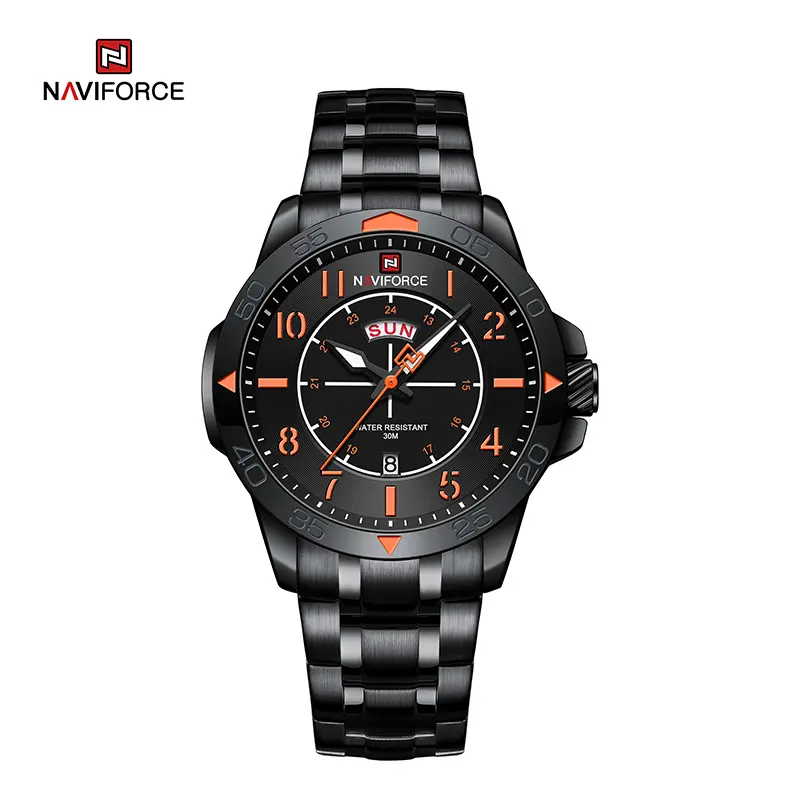 NAVIFORCE NF9204S Brand New Fashion Stainless Steel Strap Waterproof Quartz Sport Watches-B/O/B