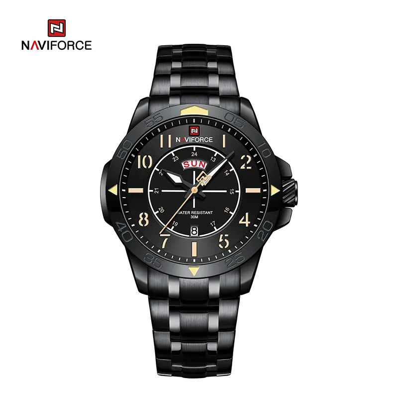 NAVIFORCE NF9204S Brand New Fashion Stainless Steel Strap Waterproof Quartz Sport Watches-B/Y/B