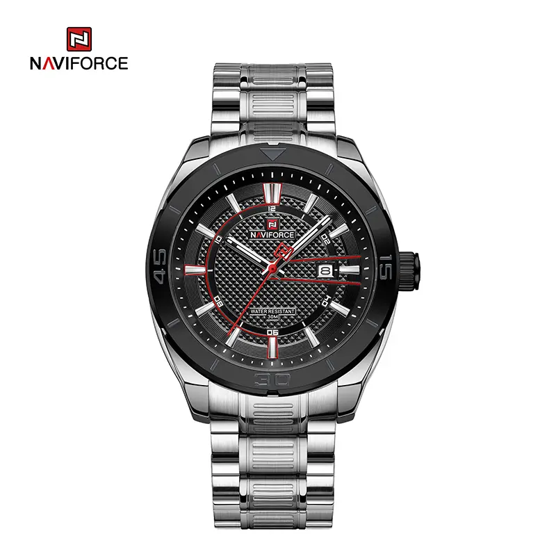 NAVIFORCE NF9210 Top Brand Luxury Sports Military Quartz Watches Waterproof Steel Strap Water Men Watch-S/B