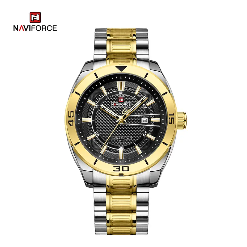 NAVIFORCE NF9210 Top Brand Luxury Sports Military Quartz Watches Waterproof Steel Strap Water Men Watch-G/B