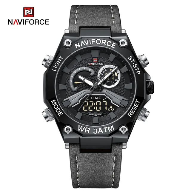 NaviForce NF-9220 Dual Time Latest Edition Wrist Watch -B/GY/GY