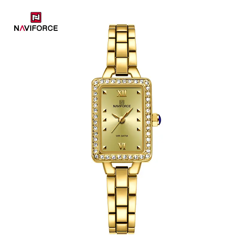 NAVIFORCE 5043 Women’s Square Dial Watch-Gold