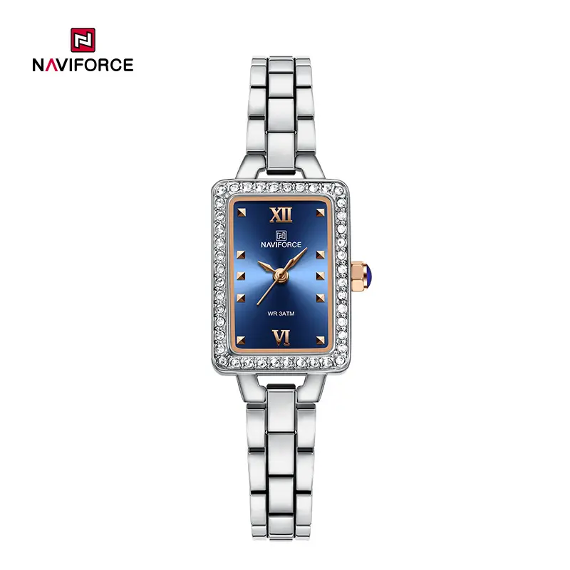 NAVIFORCE 5043 Women’s Square Dial Watch-Rosegold Blue