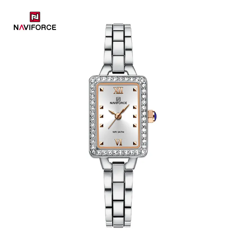 NAVIFORCE 5043 Women’s Square Dial Watch -Rosegold White