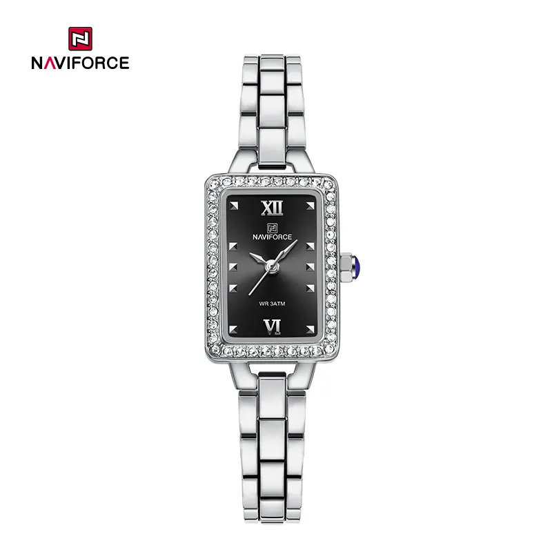 NAVIFORCE 5043 Women’s Square Dial Watch – Silver Black