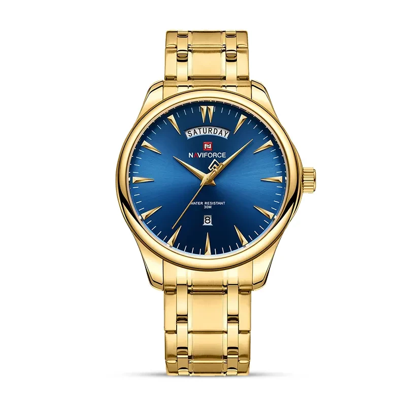 Naviforce NF-9213 Day & Date Edition Display Stainless Steel Waterproof Watch for Men –