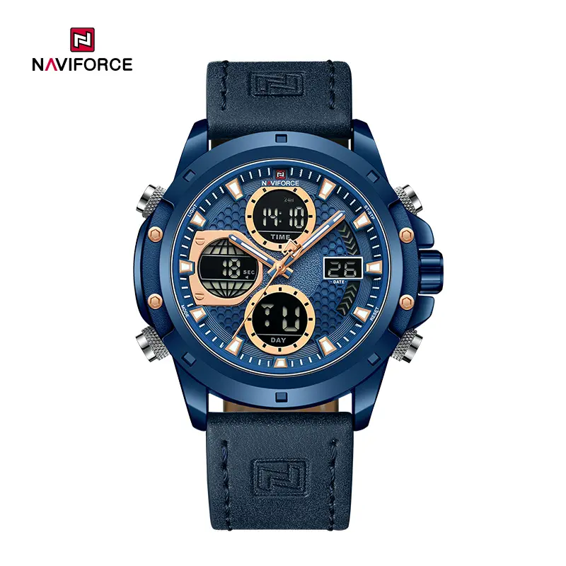 Naviforce NF9225 Fashion Boutique High-Quality Men’s Multi-Function Genuine Leather Watch-BE/BE/BE