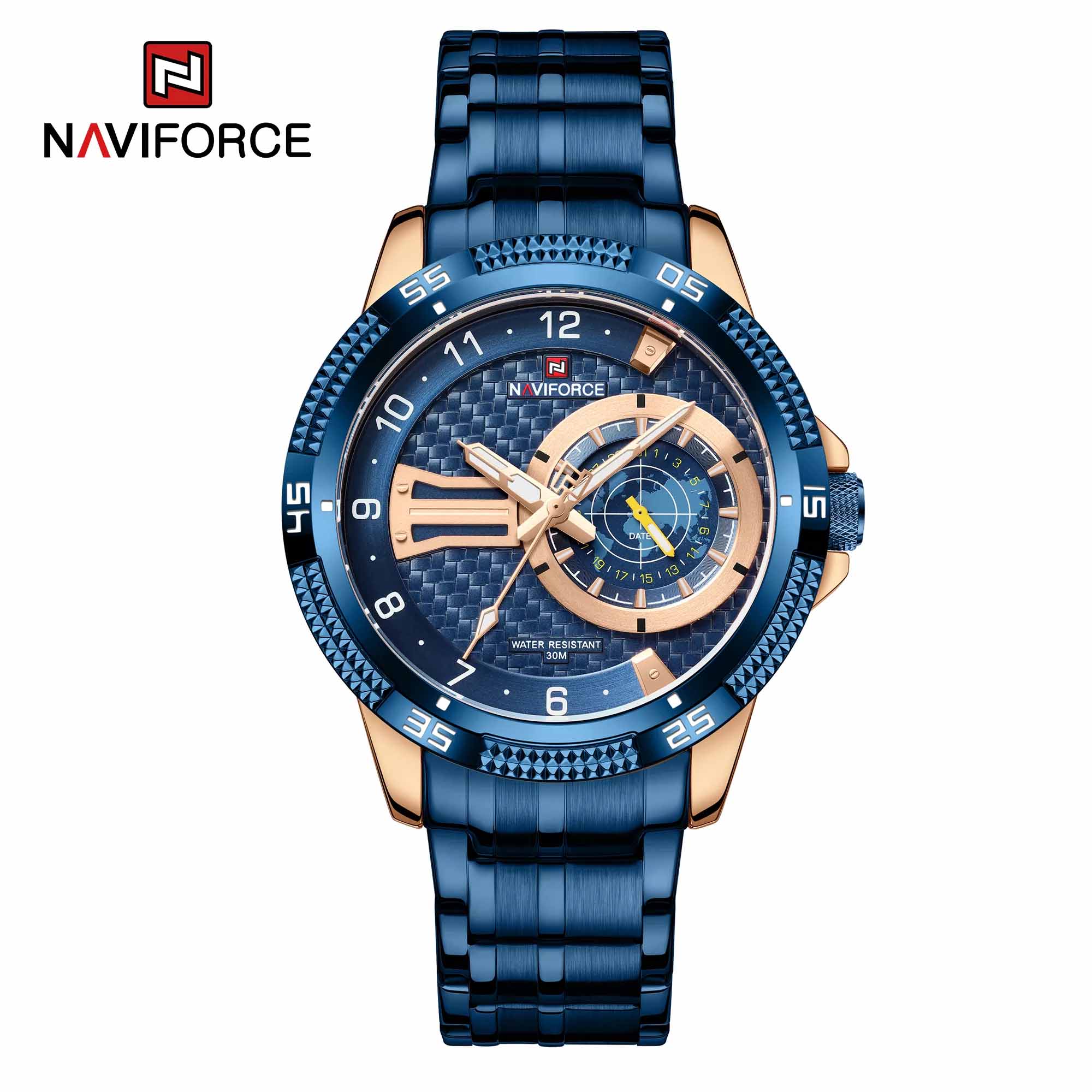 NaviForce NF9206 Luxury Business Edition Stainless Steel Date Display Watch For Men – Blue/SilverNaviForce NF9206 Luxury Business Edition Stainless Steel Date Display Watch For Men – Blue/Silver NaviForce NF9206 Luxury Business Edition Stainless Steel Date Display Watch For Men-RG/BE