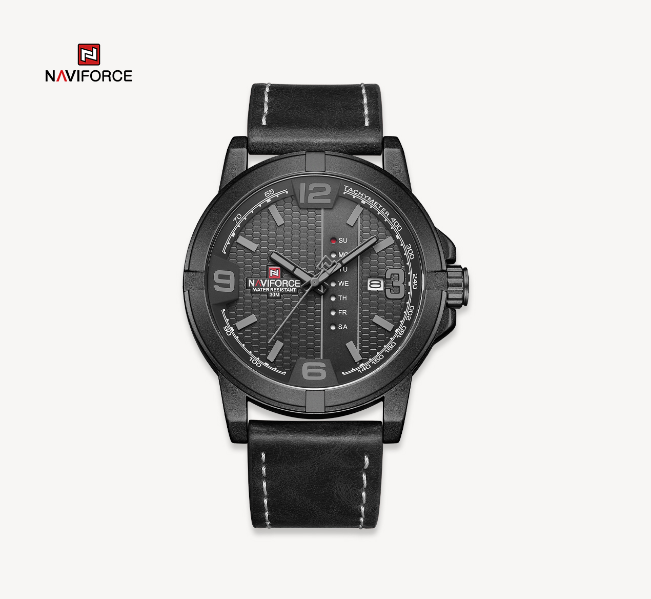 NAVIFORCE NF9177 Watch for men Top Luxury Series Day Date Function Analogue Quartz-B/GY/B
