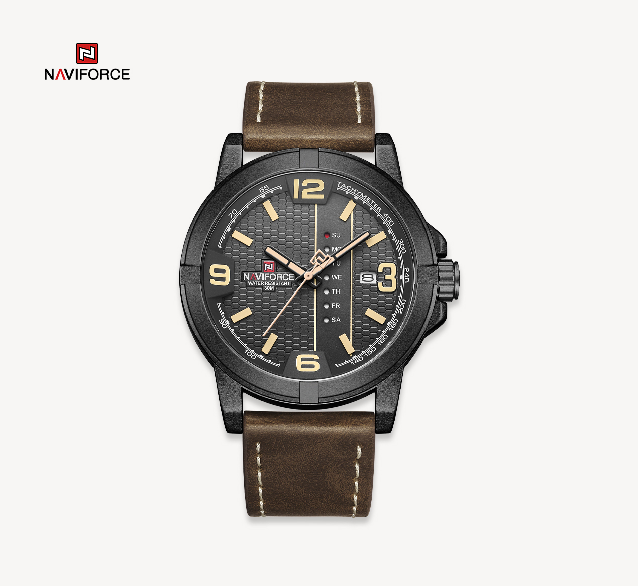 NAVIFORCE NF9177 Watch for men Top Luxury Series Day Date Function Analogue Quartz-B/Y/D.BN