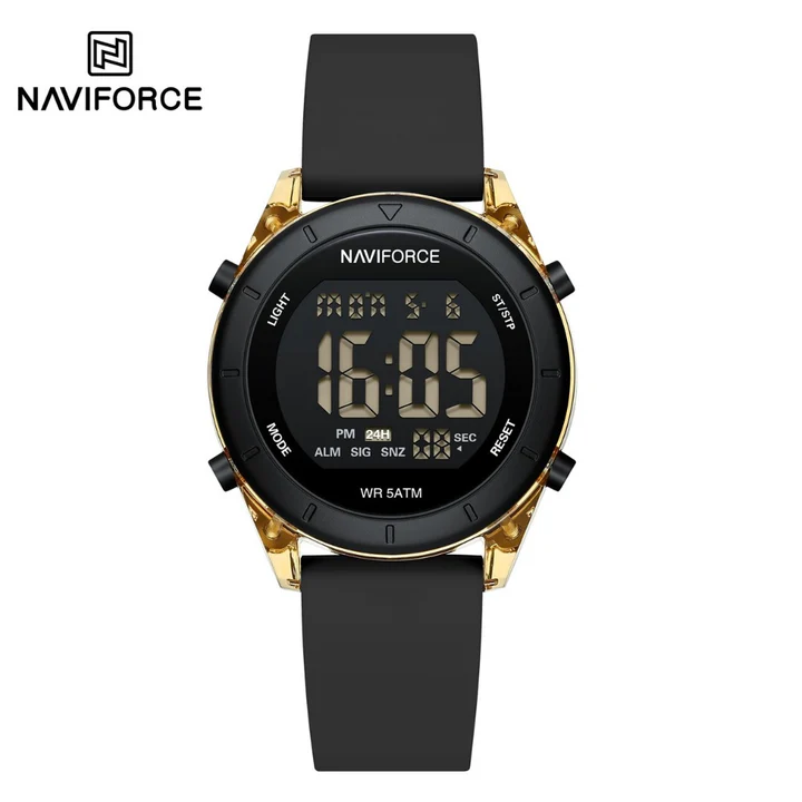 Naviforce NF7108 Fashion Design Digital Silicone Strap 5ATM Sport Gift Wristwatch for Youth-B/B