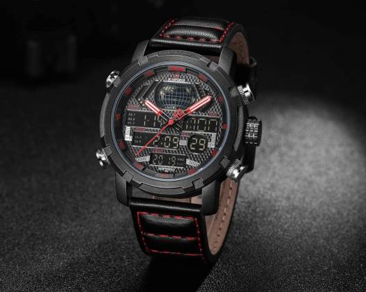 NAVIFORCE Nf9160 Double Time Digital Analog Watch – Black/Red