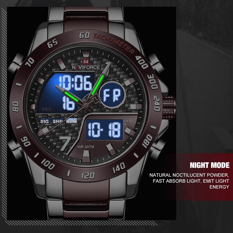 NAVIFORCE NF9171 Dual Movement Digital Analog Function Quartz Watch-S/CE/CE