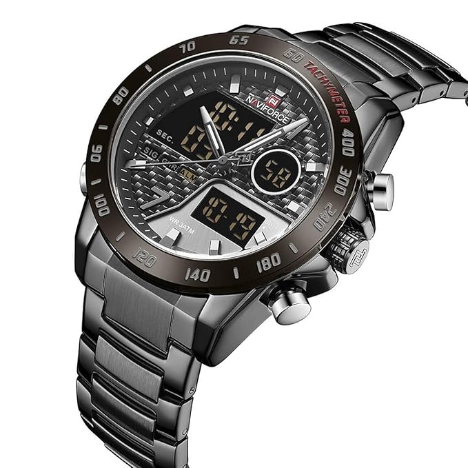 NAVIFORCE NF9171 Dual Movement Digital Analog Function Quartz Watch-B/GY/B