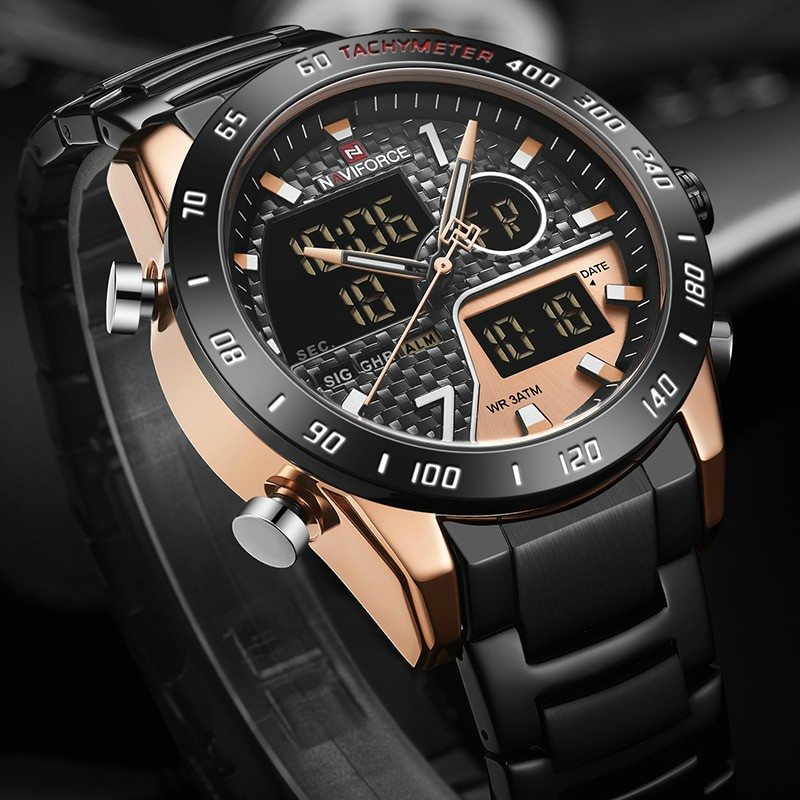 NAVIFORCE NF9171 Dual Movement Digital Analog Function Quartz Watch-
