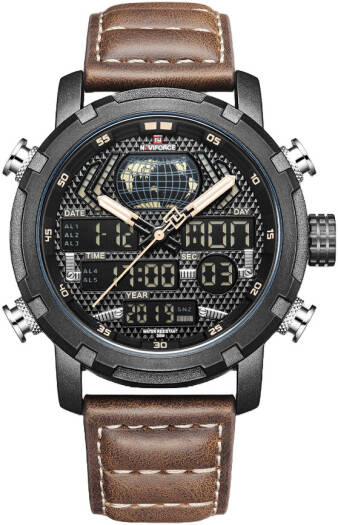 NAVIFORCE Nf9160 Double Time Digital Analog Watch-B/Y/BN