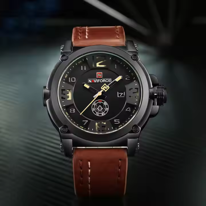 NAVIFORCE NF9099 Day/ Date Function Casual Quartz Watch For Men-B/Y/BN
