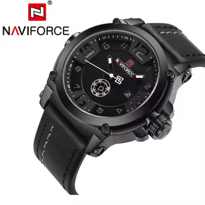 NAVIFORCE NF9099 Day/ Date Function Casual Quartz Watch For Men-B/W/B