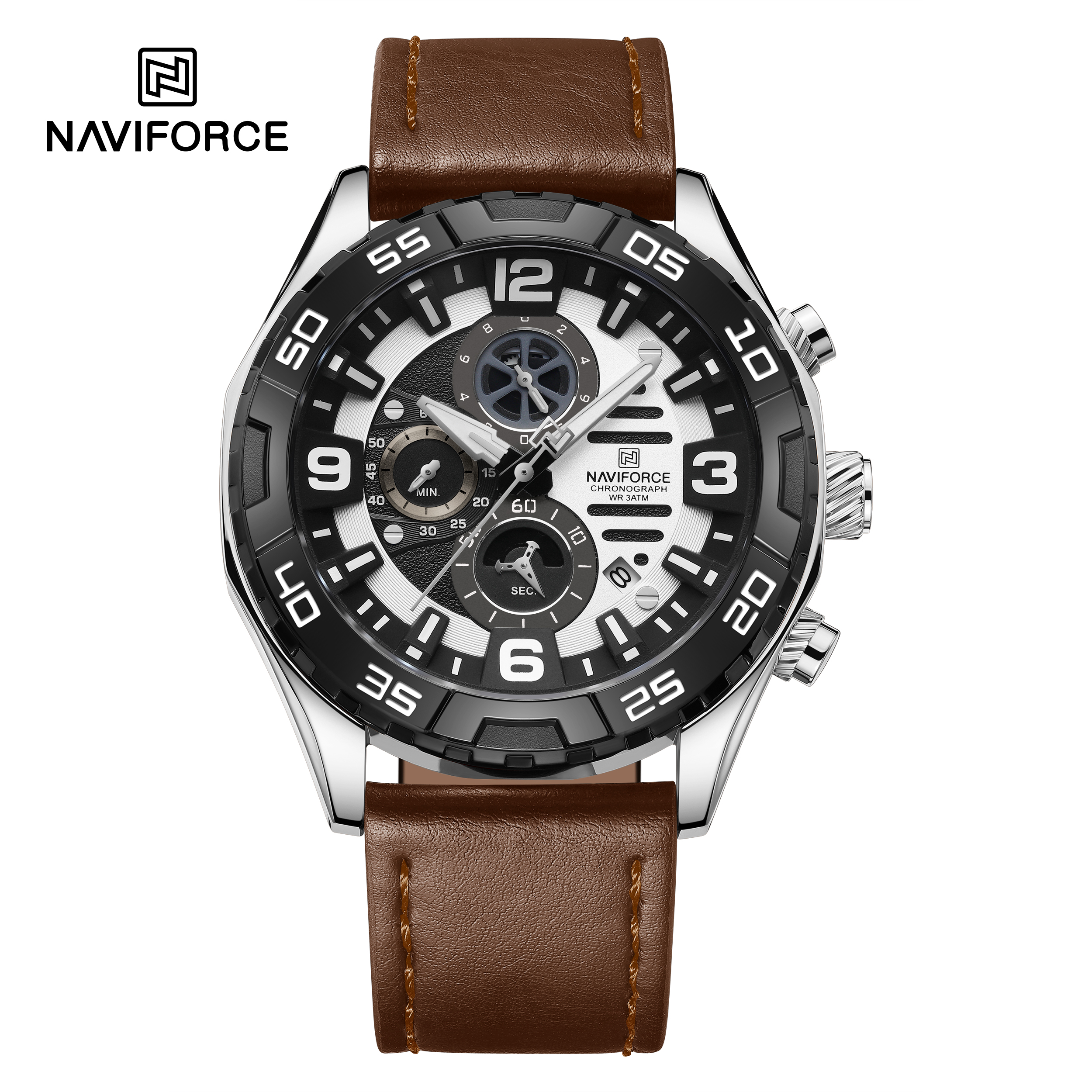Naviforce NF-8043 ChronoGlide Watch-S/W/BN