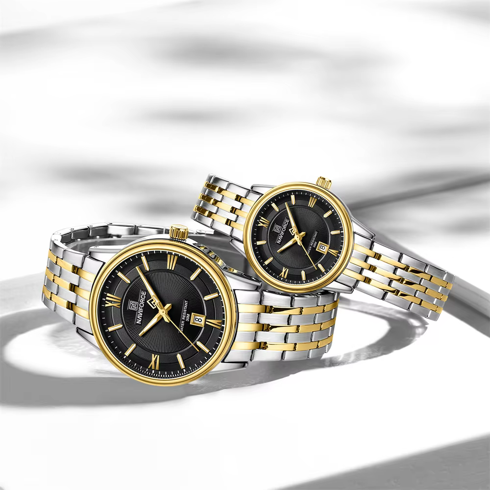 NAVIFORCE 8040 G Quartz Wrist Watch Waterproof Stainless Steel Couple Watch Watch-S/G/B