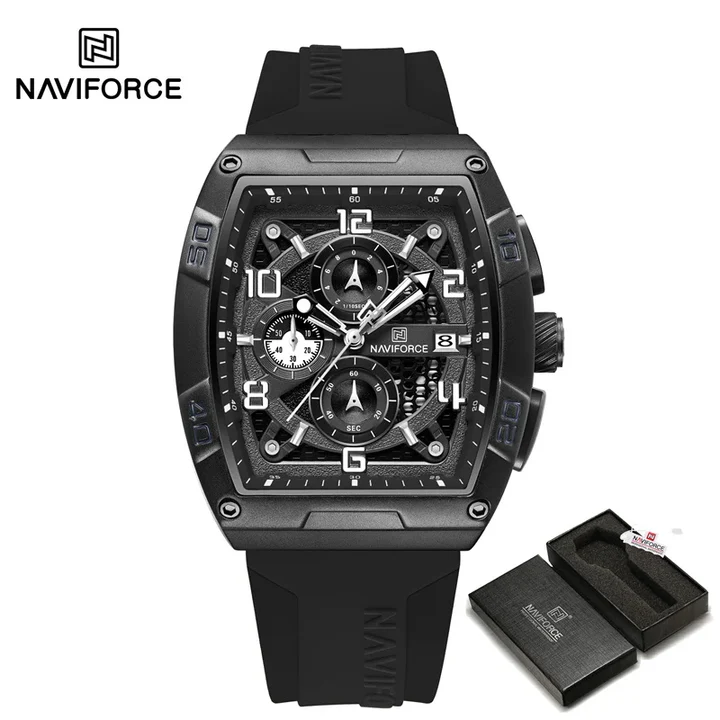 Naviforce NF8052 Precision Square Watch-B/W/B