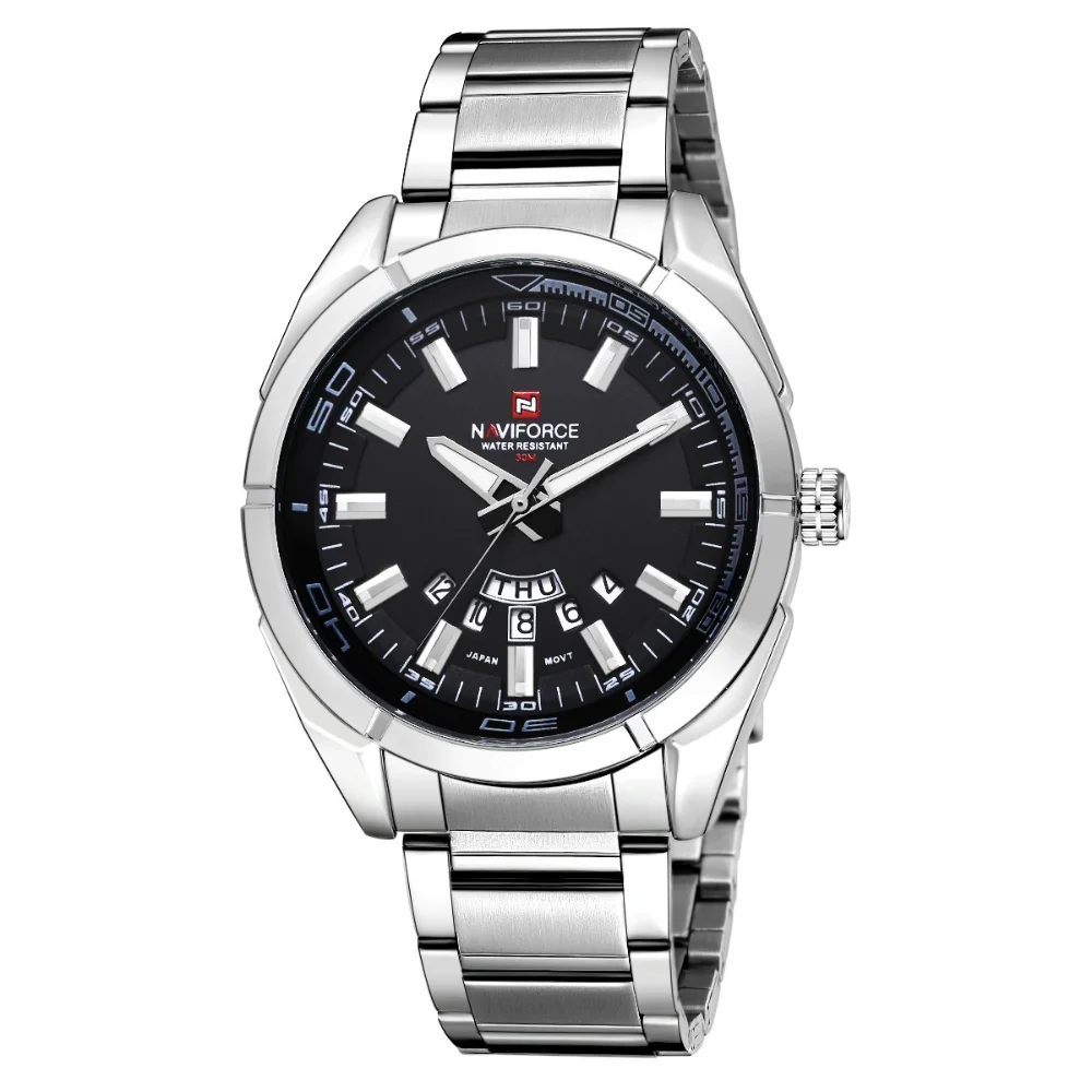 NAVIFORCE Fashion Casual Stainless Steel Waterproof Watch Business Classic Quartz Wristwatch NF9038-S/B