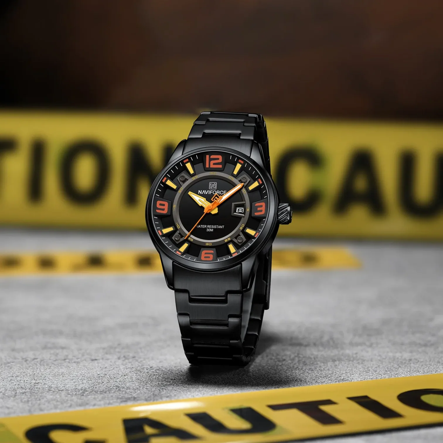 NAVIFORCE 8044 Casual Sport Military Waterproof Stainless Steel Quartz Men Wristwatch-B/O/B