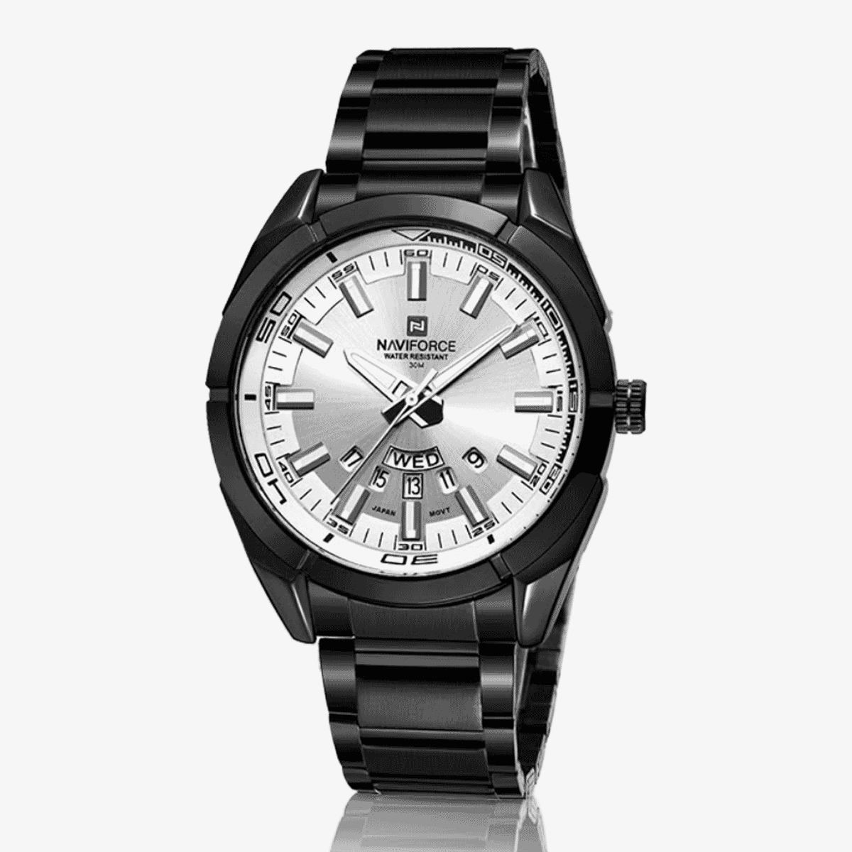 NAVIFORCE Fashion Casual Stainless Steel Waterproof Watch Business Classic Quartz Wristwatch NF9038-B/W