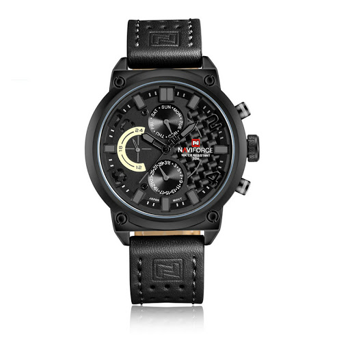 NAVIFORCE Nf9068L Chronograph Watch With Leather Strap For Men-B/GY/B