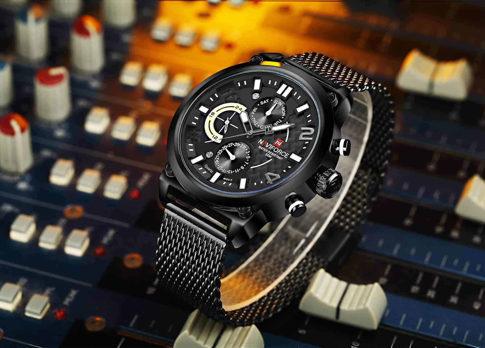NAVIFORCE NF9068S Mens Luxury Analog Stainless Steel Watch-B/GY/B