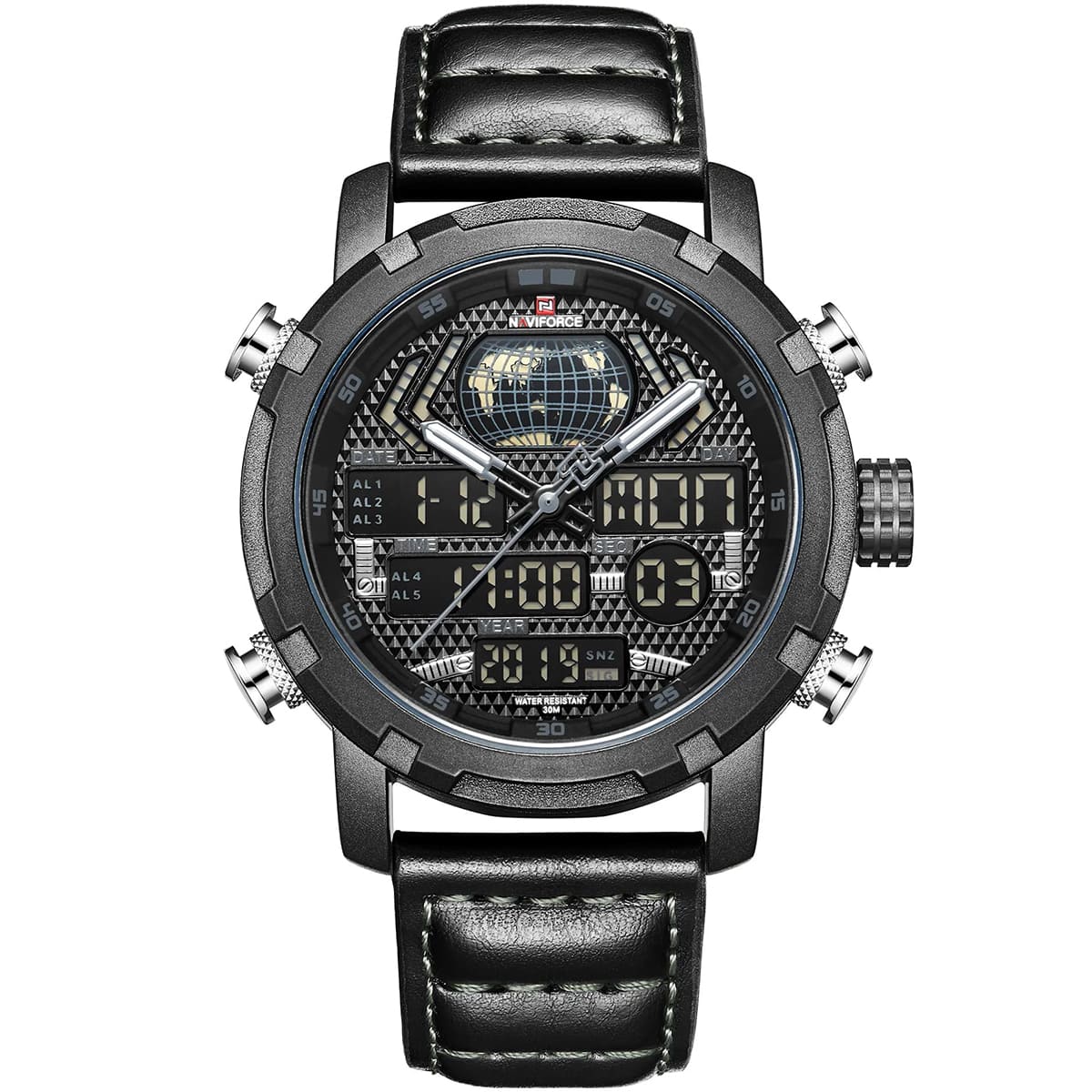NAVIFORCE Nf9160 Double Time Digital Analog Watch-B/GY/B