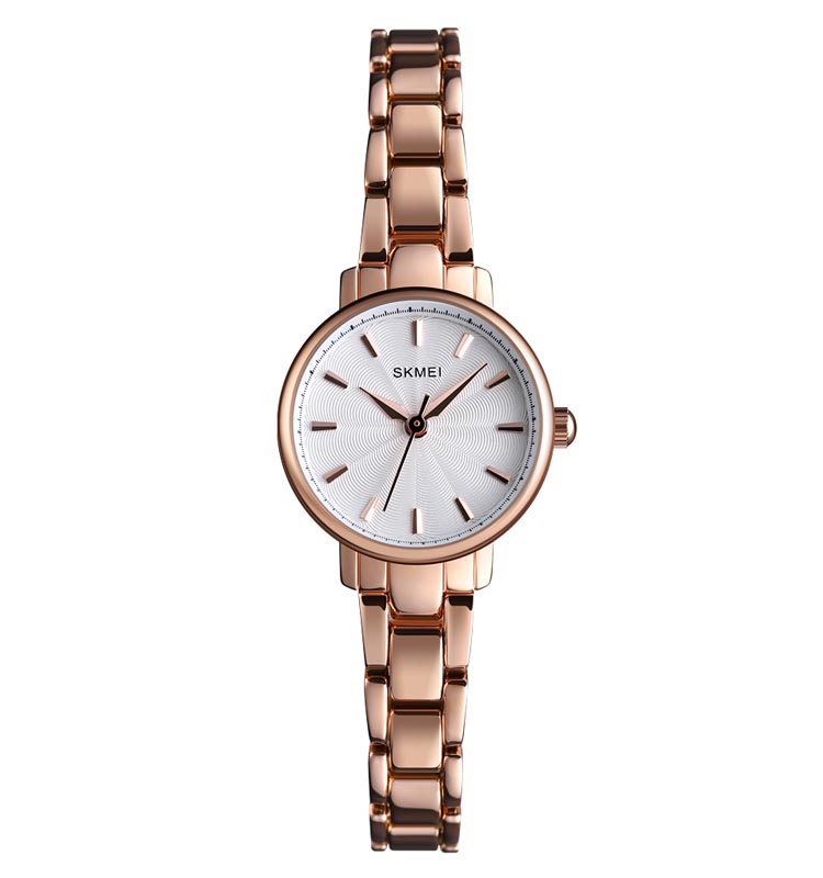 Skmei 1410 Ladies Dress Stainless Steel Water Resistant Quartz Wrist Watch-Rosegold